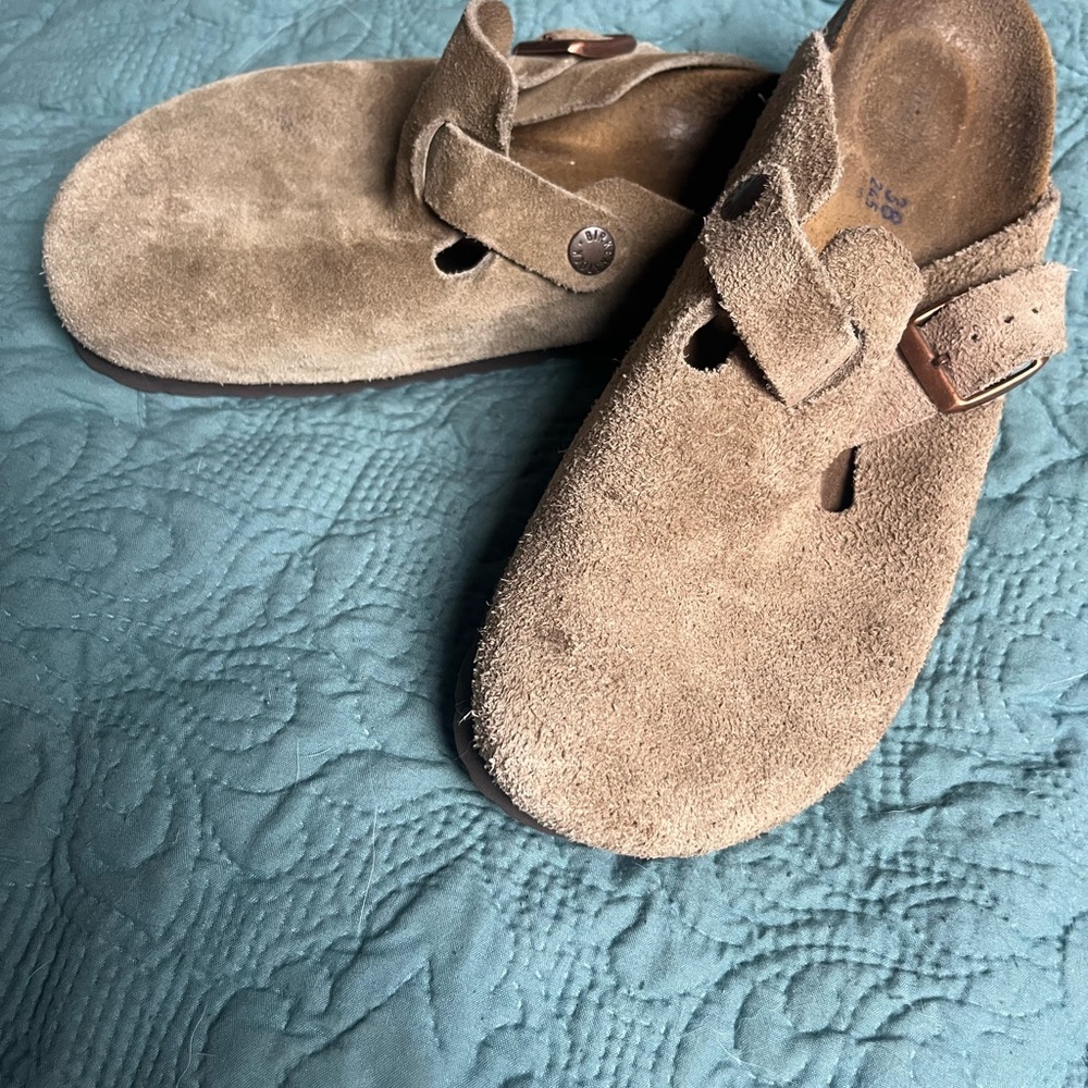 Birkenstock Boston Brown Suede Slip-On Sandals